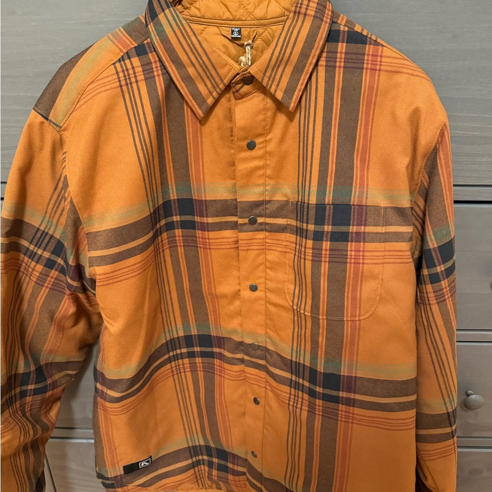 Men's Fly Low Insulated Orange Plaid Shirt